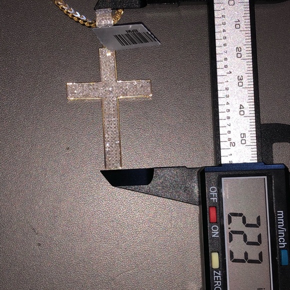 10k gold vermeil REAL DIAMOND cross pendant charm not CZ best gift so beautiful! - Picture 4 of 5